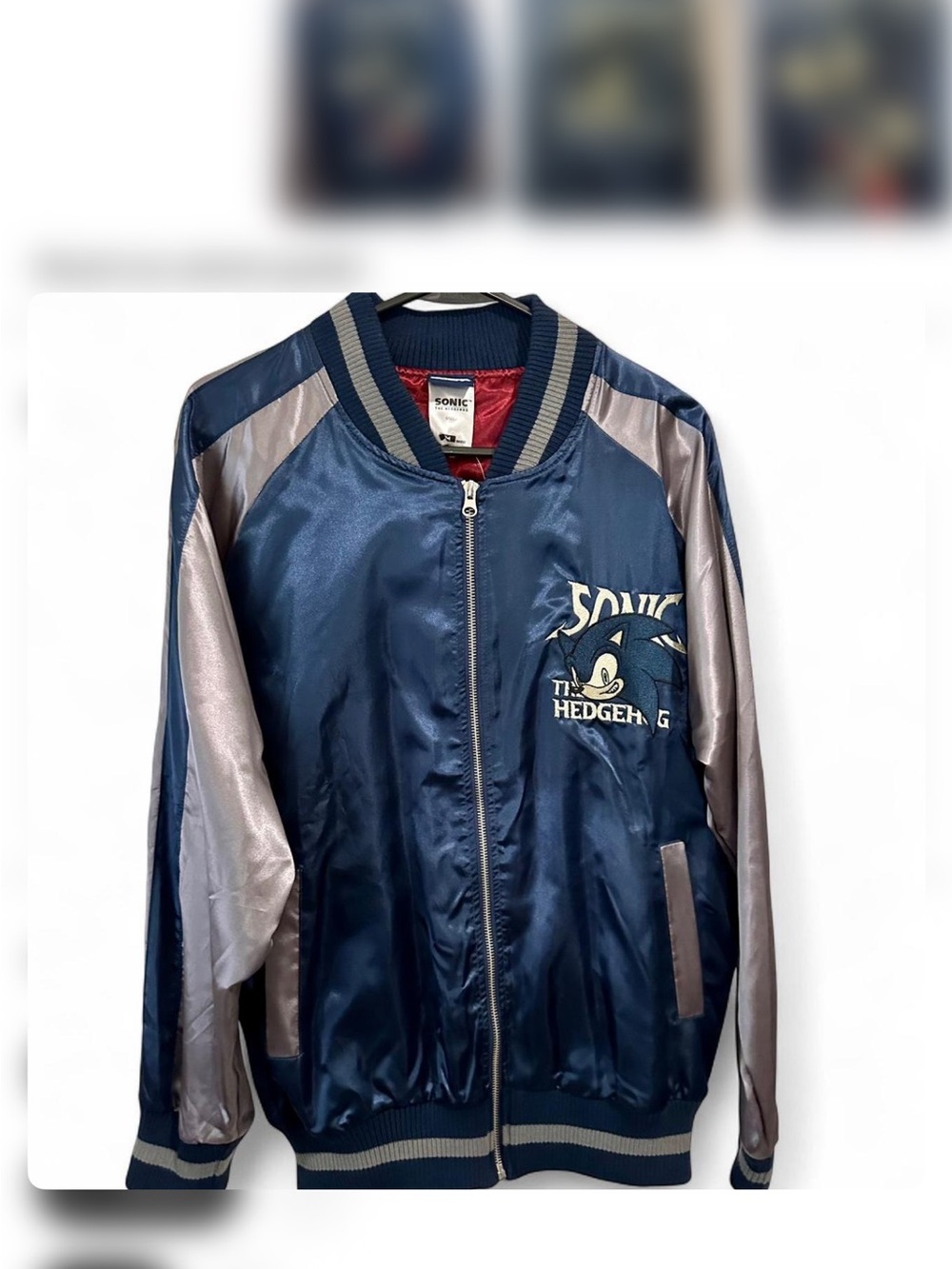 Sonic The Hedgehog Navy / Silver Satin Bomber Jacket
